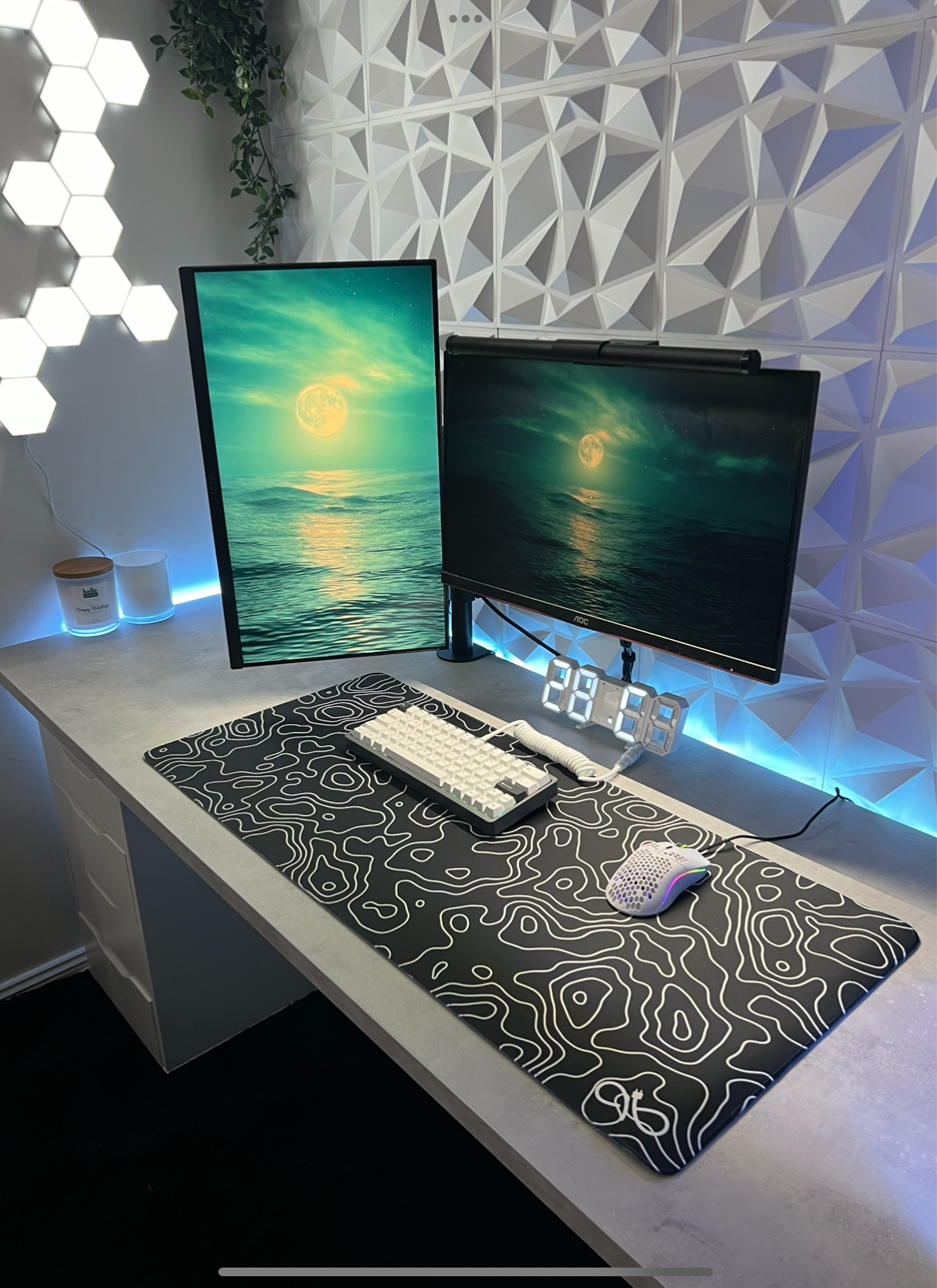 Black Topographic Desk Mat