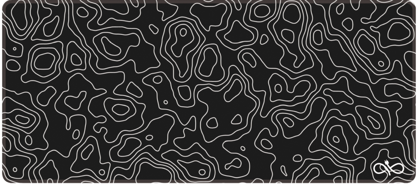 Black Topographic Desk Mat