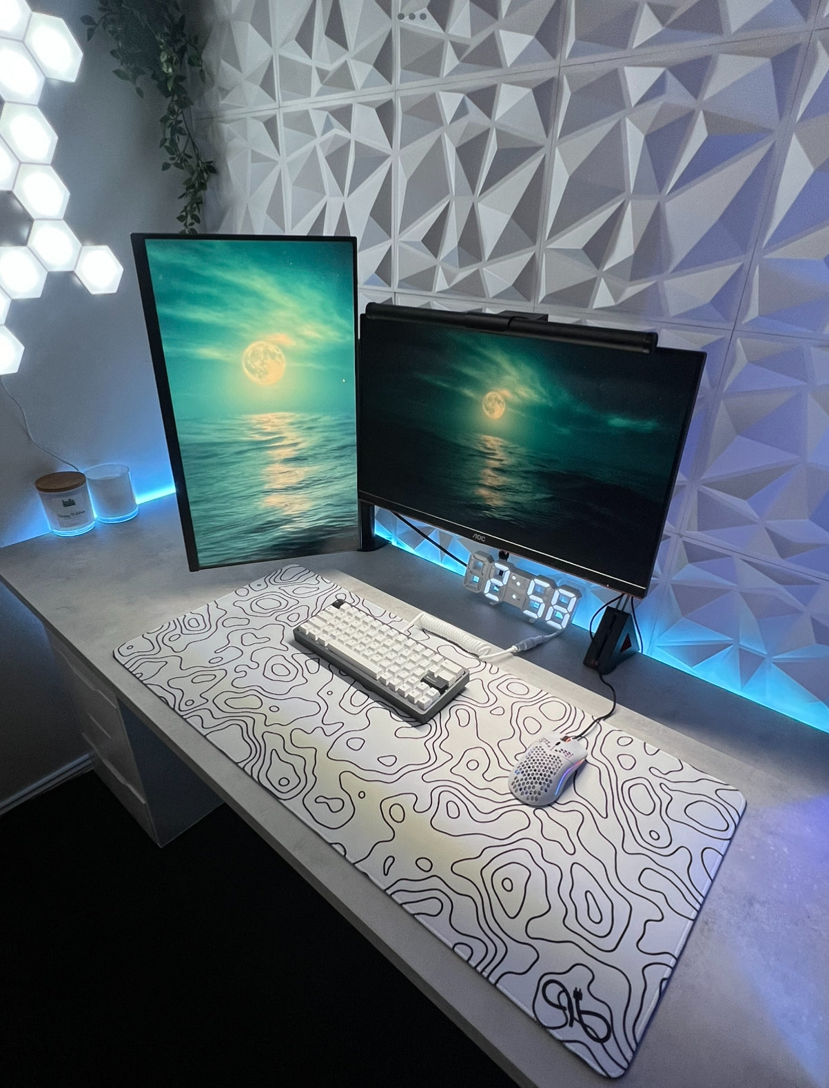 White Topographic Desk Mat