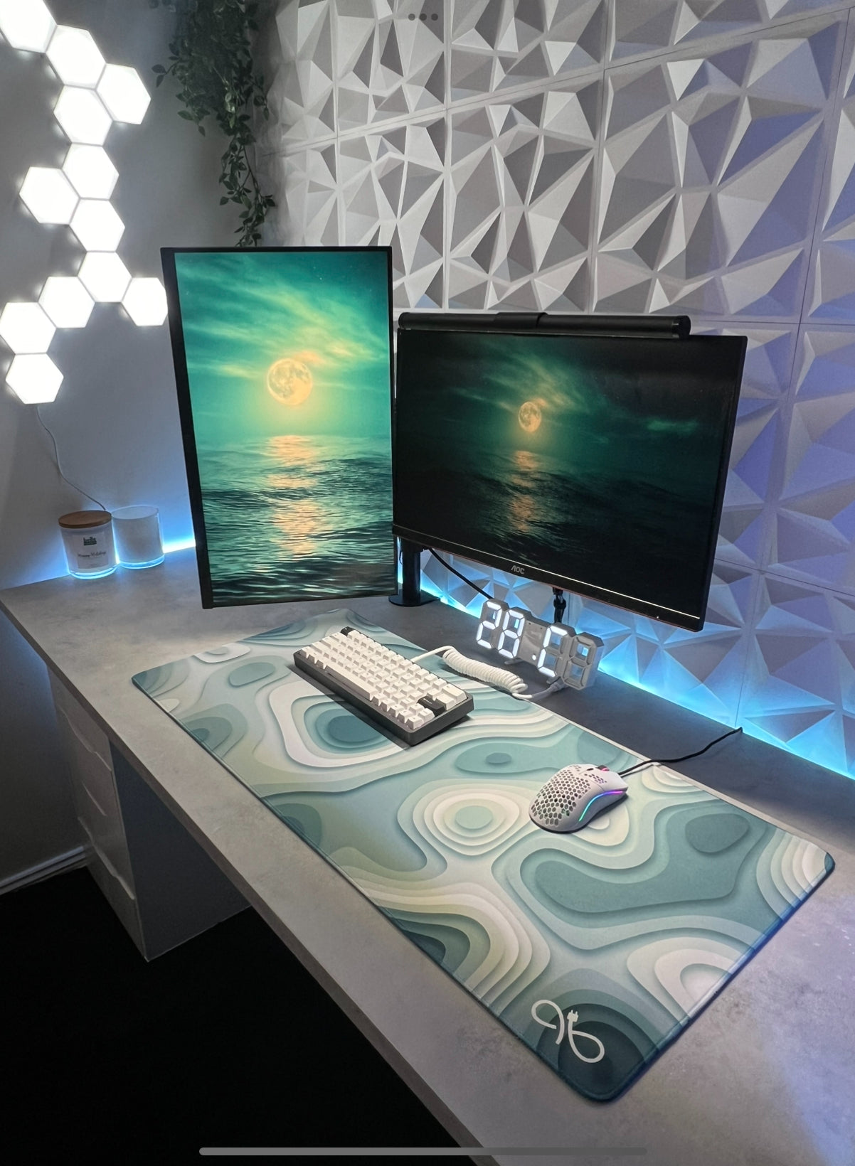 Light Blue Topographic Desk Mat